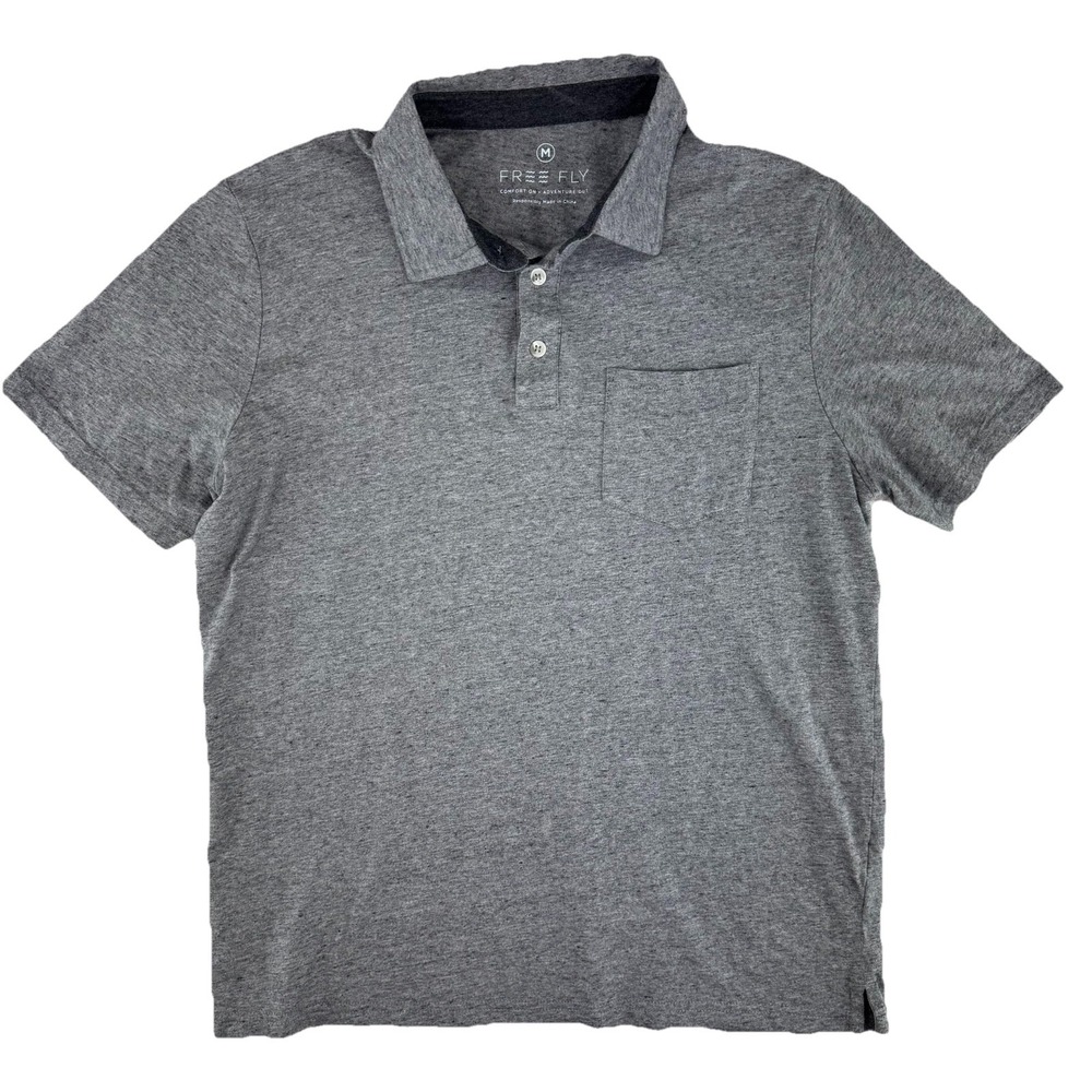 Free Fly Bamboo Polo Shirt Mens Medium Gray Heather